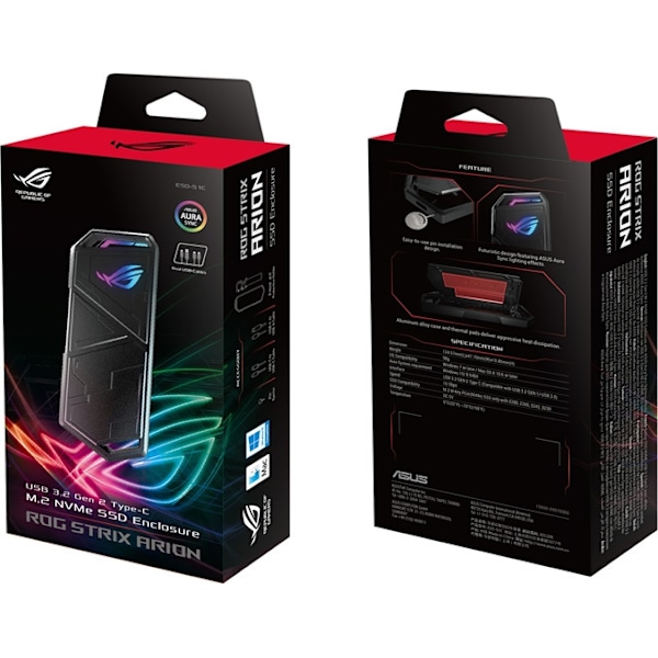 Asus ROG STRIX ARION extern hårddiskhölje, M.2 USB-C 3.2 Gen2, PCIe NVMe