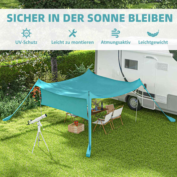 Sun Canopy Vedenpitävä Markiisi 3X3X2M Terästankoilla, Lapio Ja Kantolaukku, Retkeilyyn, Matkustamiseen, Piknikille