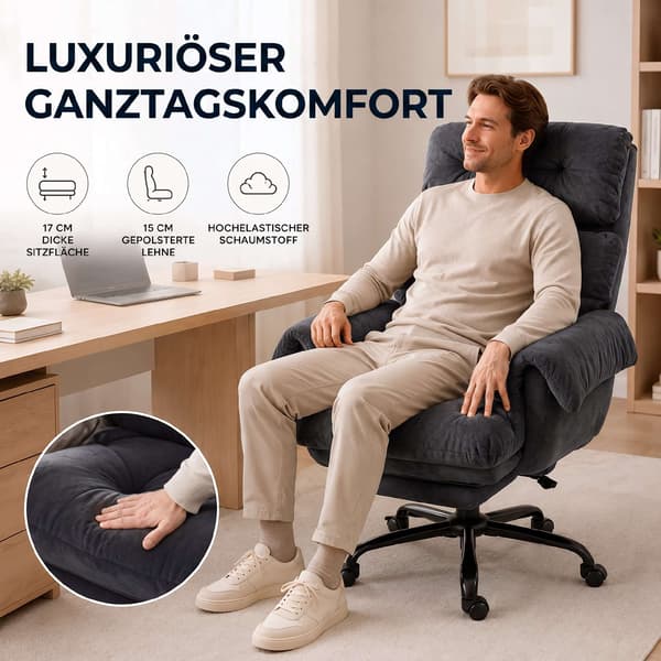 Ergonomisk kontorsstol med justerbar lutning, mörkgrå