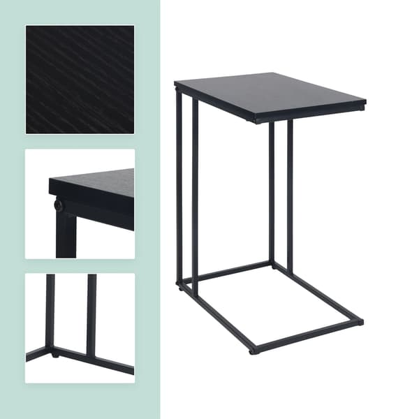 C-format sidobord, träeffektskiva, metallram