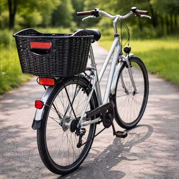 Cykelkorg bak för pakethållare, rottingmodell, reflektor, 18L
