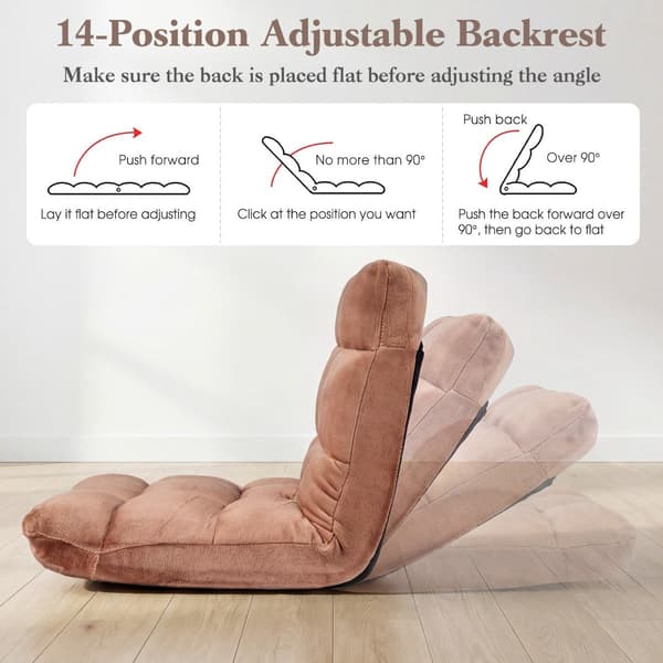 Justerbar gulvstol, 14 positioner, flannel, beige