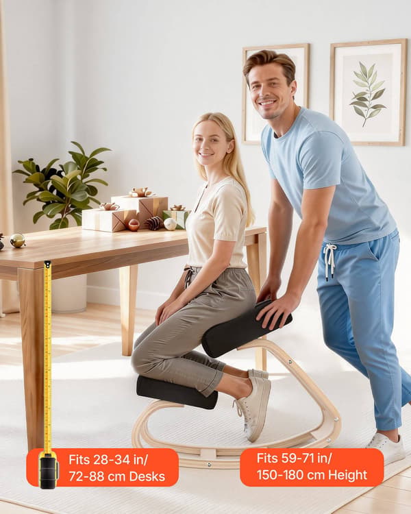Ergonomisk knäböjstol – justerbar höjd, träram