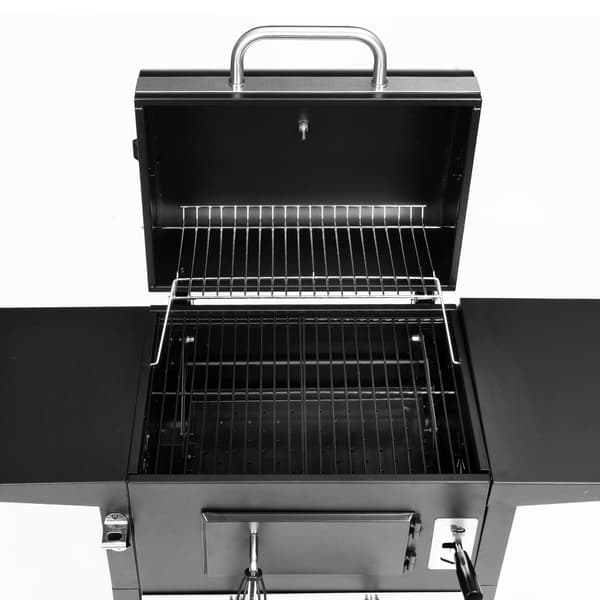 Kulgrill til haven med låg, justerbar rist, termometer