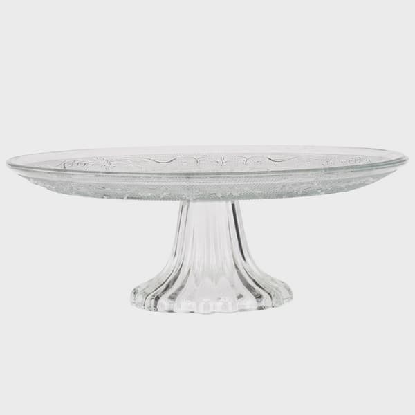 Glaskagefad, 25 cm diameter, piedestalfod