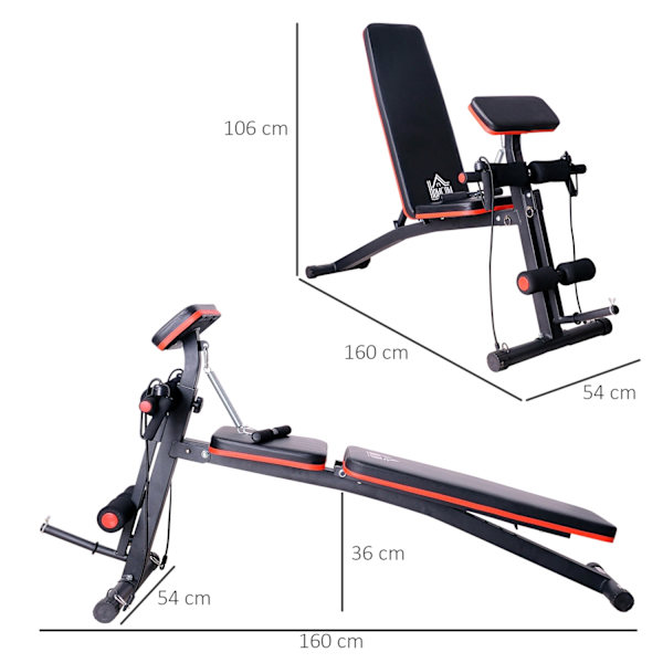 Monitoiminen painopenkki monikuntosali jousivahvistuksella harjoituspenkki paino jopa 120kg musta 54 x 160 x 106 cm