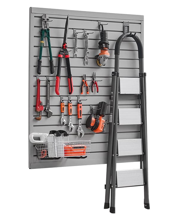 PVC-lamellpaneler 12x12 cm, grå, 4-pack, garage
