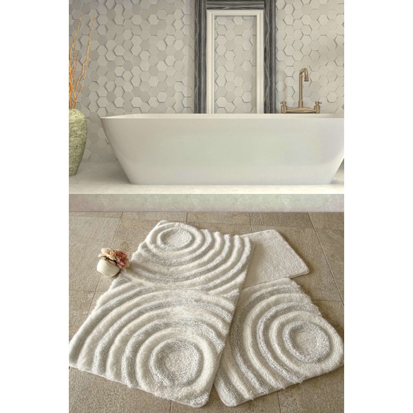 Akryl Badmatta Set (3 delar) Wave - Ecru
