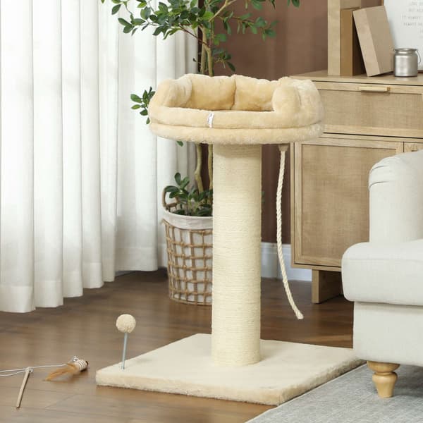 Klösträd med bädd och leksaker, 55x55x83 cm, Beige