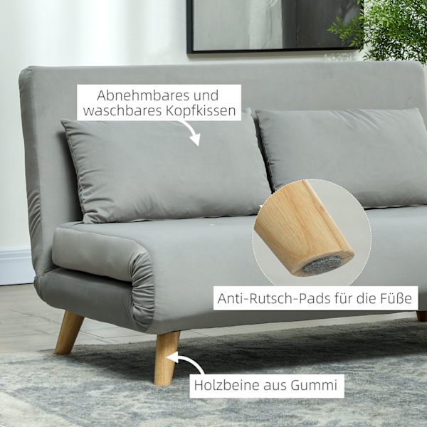 Sovstol, hopfällbar säng med sängfunktion, svankdyna, hopfällbar relaxstol med sammetslook, justerbart ryggstöd, lastkapacitet upp till 250 kg, för va
