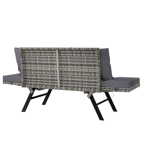 Polyrotting trädgårdsbänk, grå, 176x56x81cm, 2-i-1 solstol