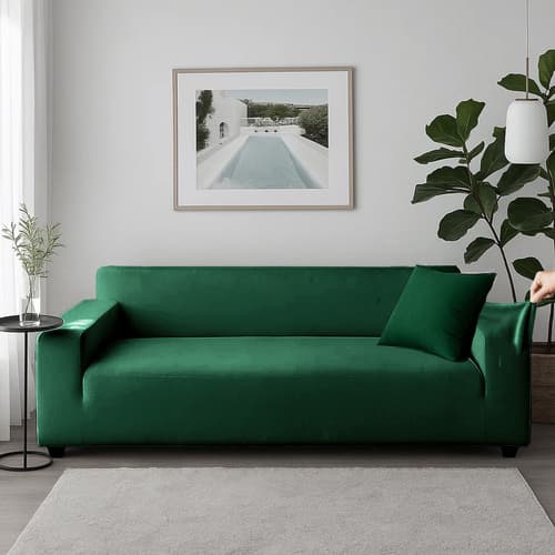 Mørkegrønt Sofabetræk, Stretch Fit 190-230cm