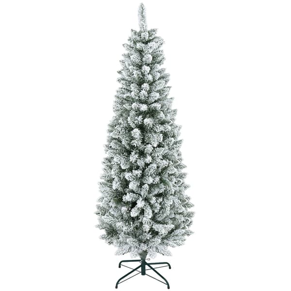 Kunstigt juletræ, 183 cm, slankt med sneeffekt