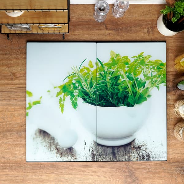 Skärbräda och spislock i glas 60x52 cm 2 st.