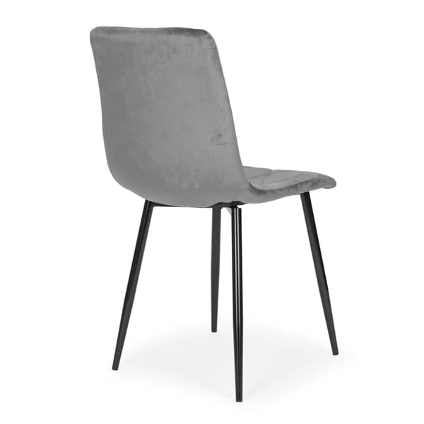 Set med 4 Quiltade Sammetsstolar för matsal och vardagsrum Grå ModernHome