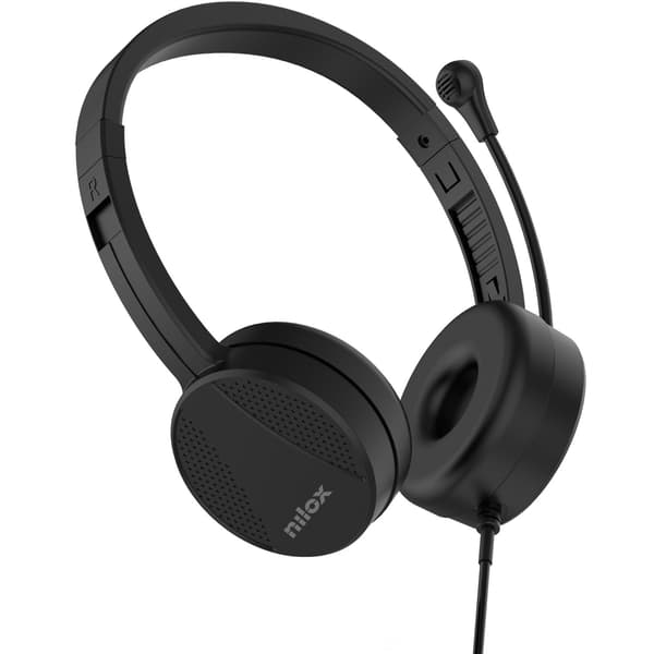 USB-A-headset med mikrofon, on-ear, svart