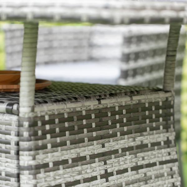 Havebord Glasbord Polyrattan Sikkerhedsglas Grå Sort 150X85X74Cm
