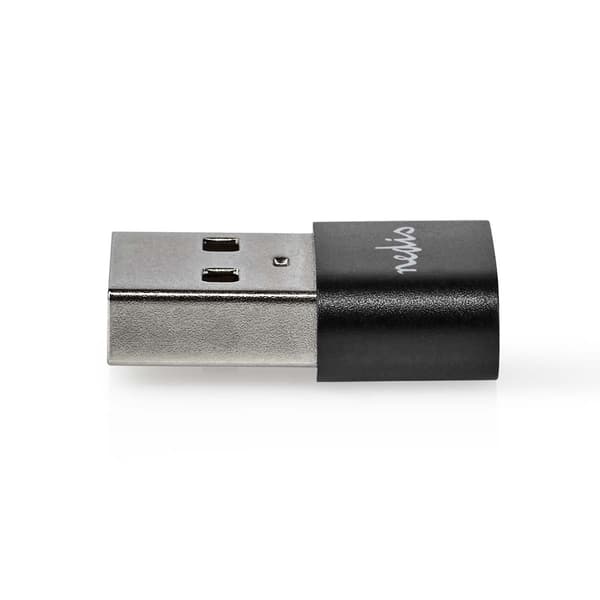 USB-A Sovitin | USB 2.0 | USB-A Uros | USB-C™ Naaras | 480 Mbps | Pyöreä | Niklattu | Musta | Laatikko