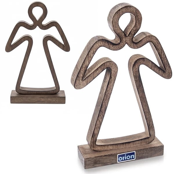 Träängelfigur i mangoträ, 29 cm