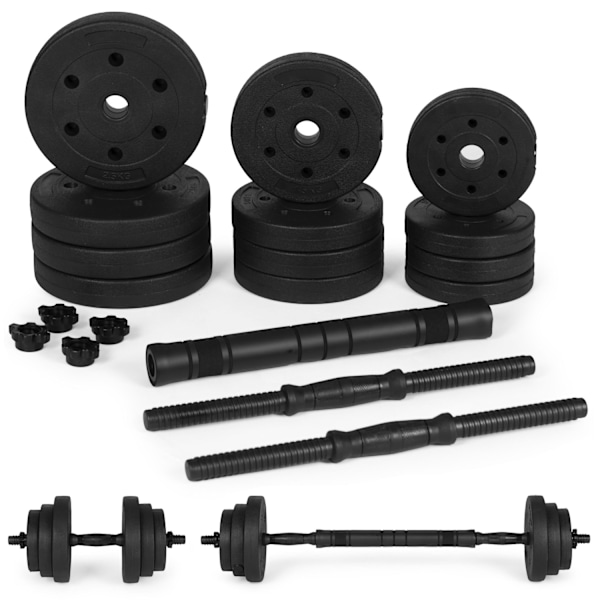 Justerbara hantlar 2x10 kg skivstångsset 20 kg stång ingår