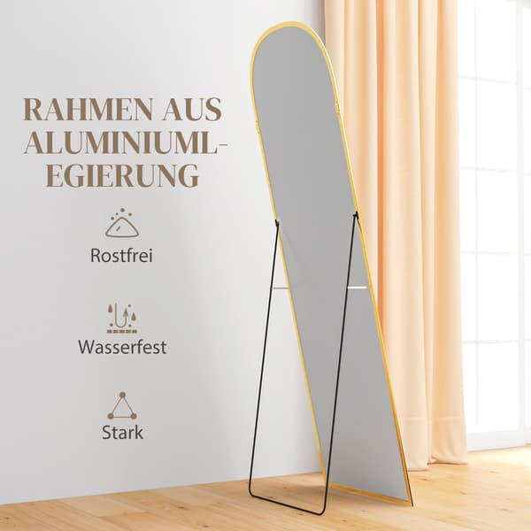 Helfigursspejl, guld, 50 x 170 cm, aluminiumsramme