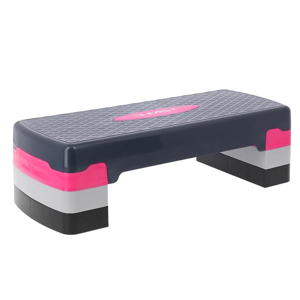 Aerobic Step Platform, vaaleanpunainen/harmaa, säädettävä korkeus