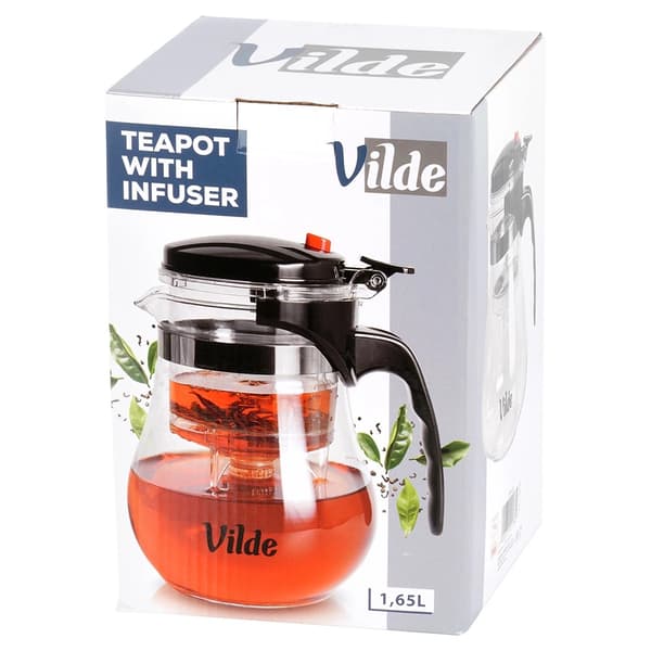 Glastekande med infuser, 1,65L borosilikat