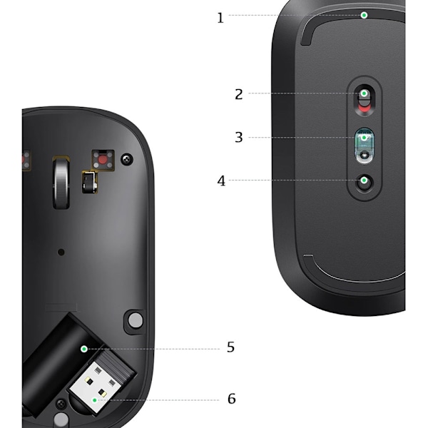 Kätevä langaton hiiri USB-tietokoneelle, vihreä