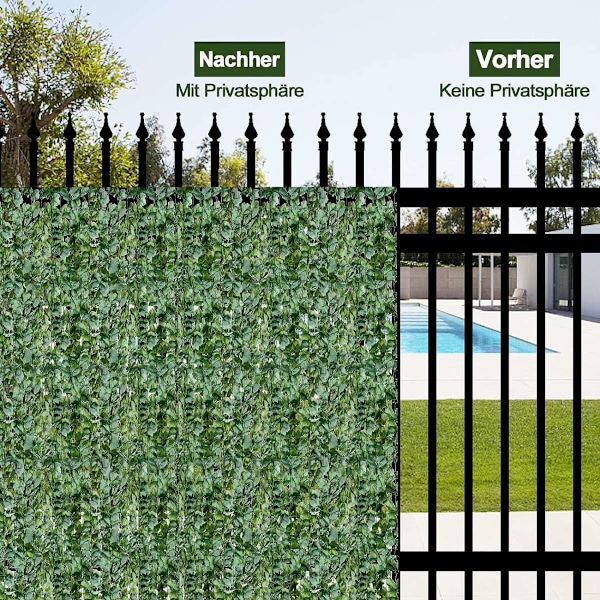 Kunstig vedbend have privatliv skærm balkon privat skærm blad look vindbeskyttelse 150 x 240 cm grøn