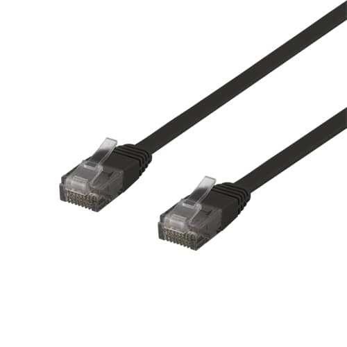 Deltaco Flat Cat6 verkkokaapeli, 0,3 m, musta