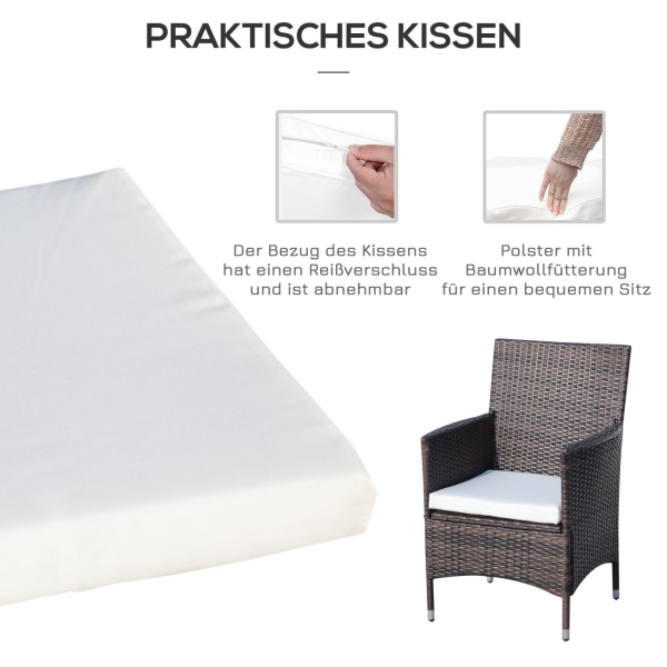 Balkonmøbelsæt Sædehynde Brun 60X58.5X89.5Cm Foldebar Rattan Bistro Sæt