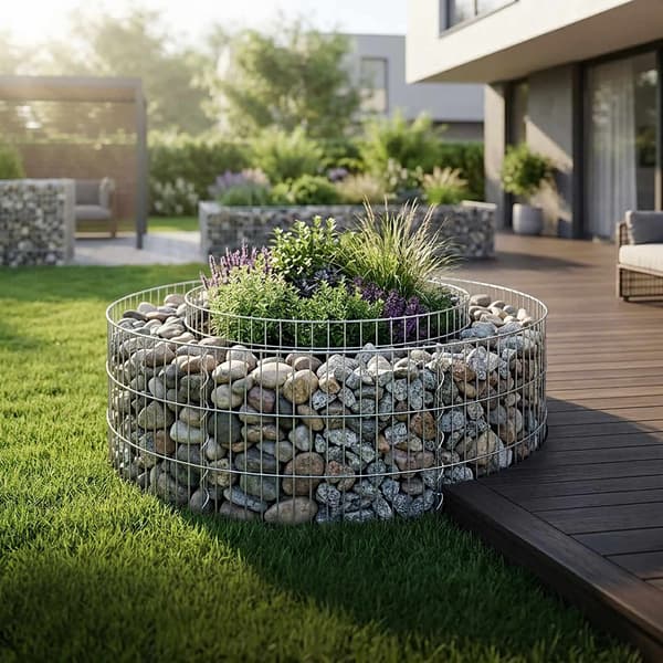 Rund stålgabion til plantning, 90x40 cm
