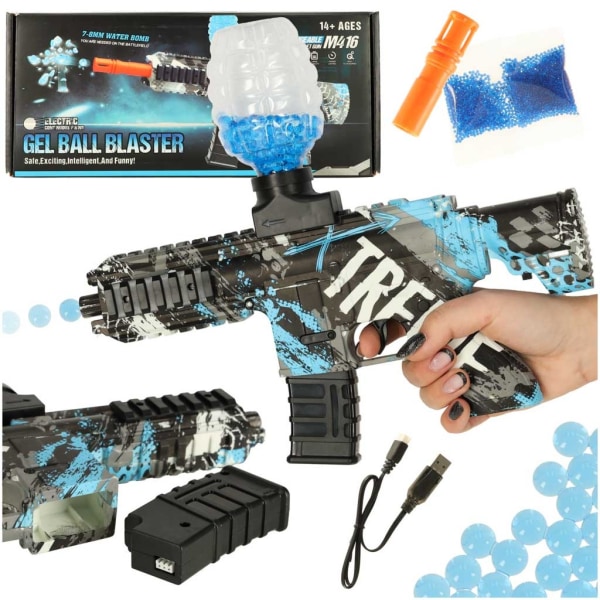 Vattengevär blå gelbollspistol USB batteridriven 550st. 7-8 mm