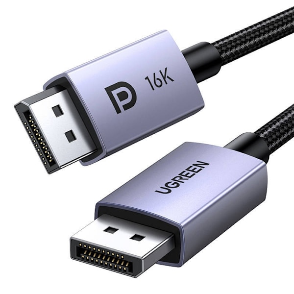 Punottu DisplayPort 2.1 16K 3D Vision -kaapeli 2 m harmaa