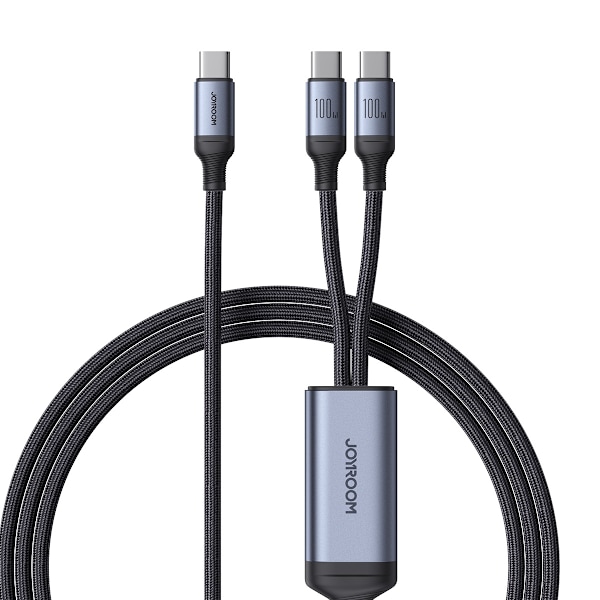 2i1 Speedy Series USB-C - 2x USB-C kabel 1,5m sort
