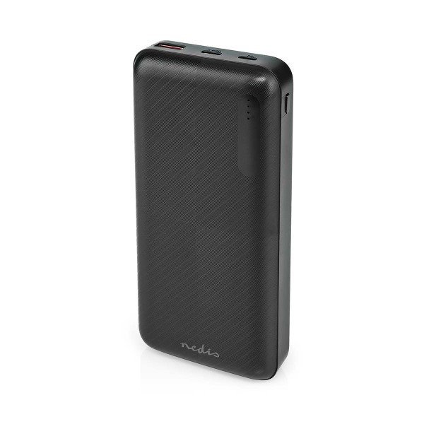 Powerbank | 20000 mAh | 1.5 / 2.0 / 3.0 A | Antal output: 2 | Output tilslutning: 1x USB-A / 1x USB-C™ | Input forbindels: 1x Micro USB / 1x USB-C™ | Sort