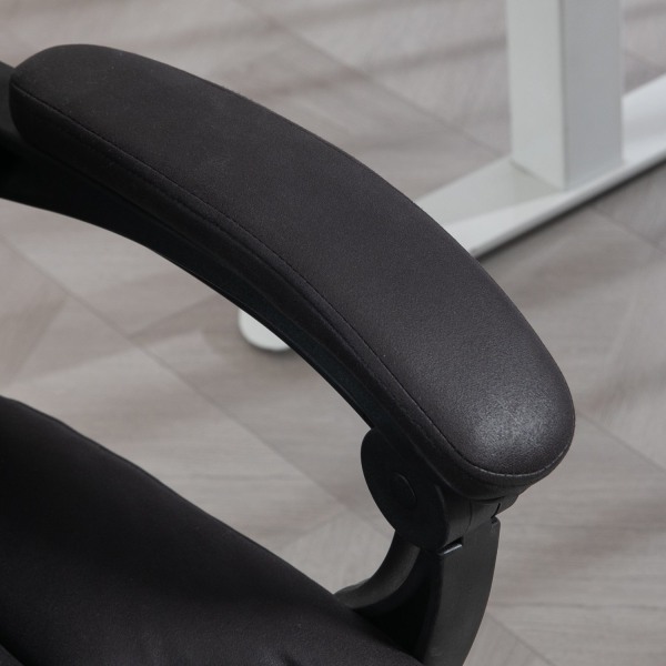 Kontorstol Executive Chair Med Fodstøtte Højdejusterbar Microfiber Tilt Stål Sort