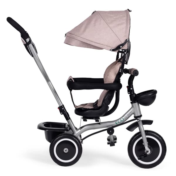 2-i-1 trehjuling barnvagn, vridbar sits, fällbar kapell, beige, ECOTOYS