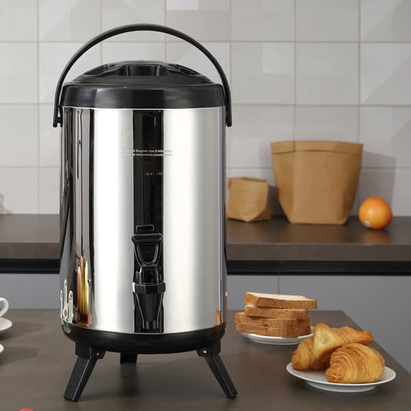 Isoleret drikkevaredispenser, 7,5 liter, rustfrit stål, tap