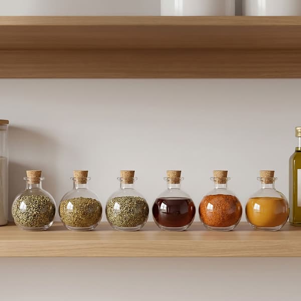 Sæt med 6 glasflasker med korkprop, 260 ml kapacitet