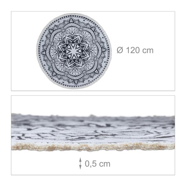 Rundt tæppe med mandala design
