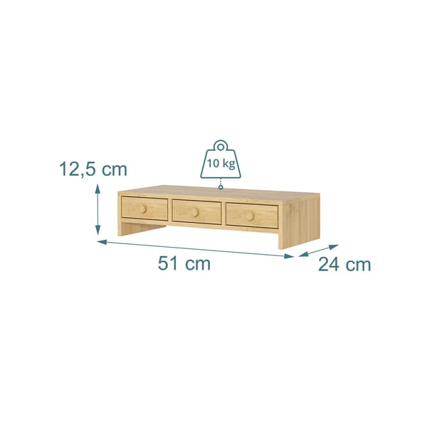 Skärmstativ med 3 lådor, trälook, MDF