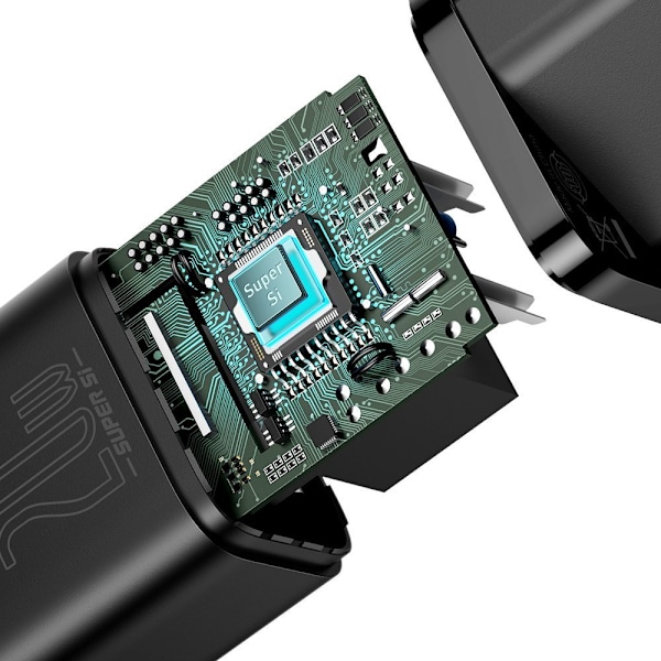 Hurtigoplader til Iphone Super Si 1C 20W Strømforsyning + USB-C - Lightning kabel 1m sort