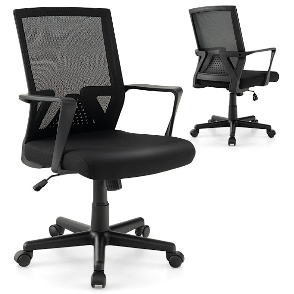 Ergonomisk kontorsstol med svankstöd och vippfunktion skrivbordsstol svart