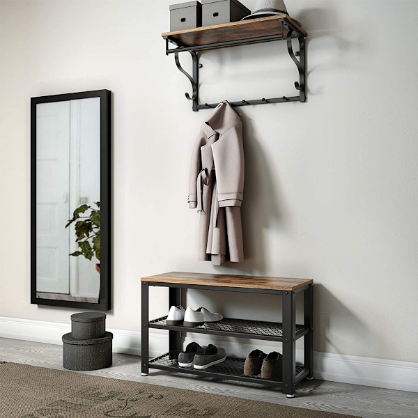 LOFT puinen kenkäkaappi hyllyllä ja istuimella