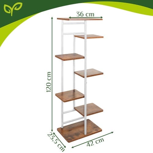 Metallstativ med 7 våningar, loftstil, 120 cm