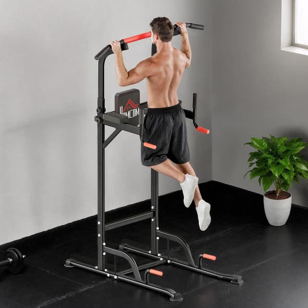 Justerbart krafttorn med pull-up-stång och dipstation