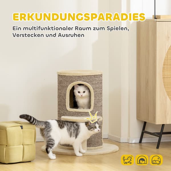Klösträd med 2 nivåer, hoppplattform, beige