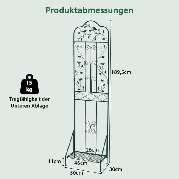 Metal espalier med foldbar hylde til klatreplanter