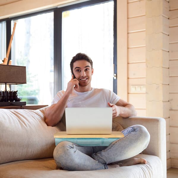 Blå Lapdesk med bambusbakke